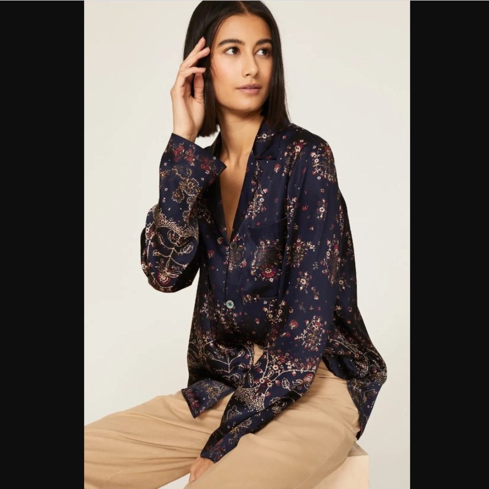 Rebecca Taylor Fleur Silk Button Down - Medium